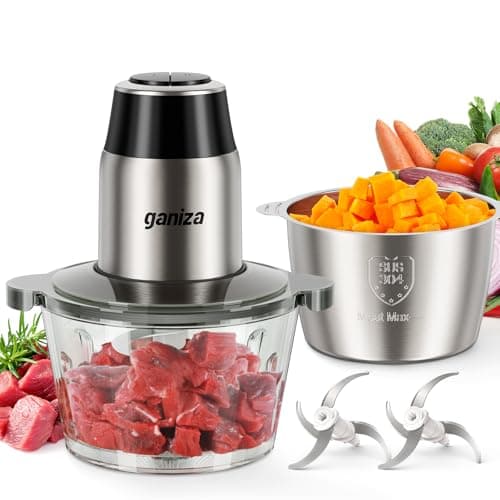 Ganiza Ganiza Dual-Bowl Food Processor, 8-Cup Glass + 8-Cup Stainless (GC10)